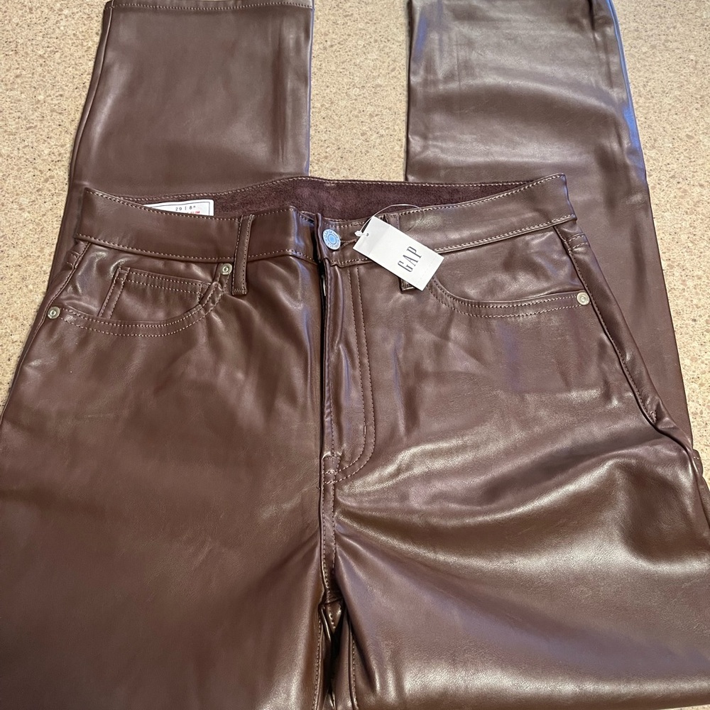 GAP Chocolate Faux Leather Vintage Slim high rise 29/8